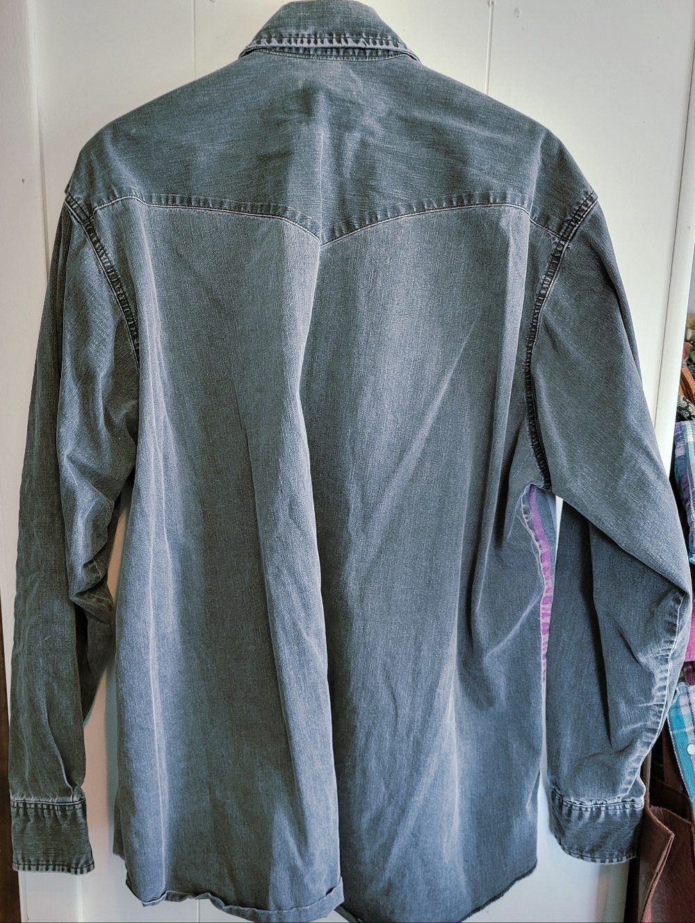 Wrangler Brushpopper Vintage 90s Western Shirt Men's Size 18-36 Striped Purple - Picture 12 of 15